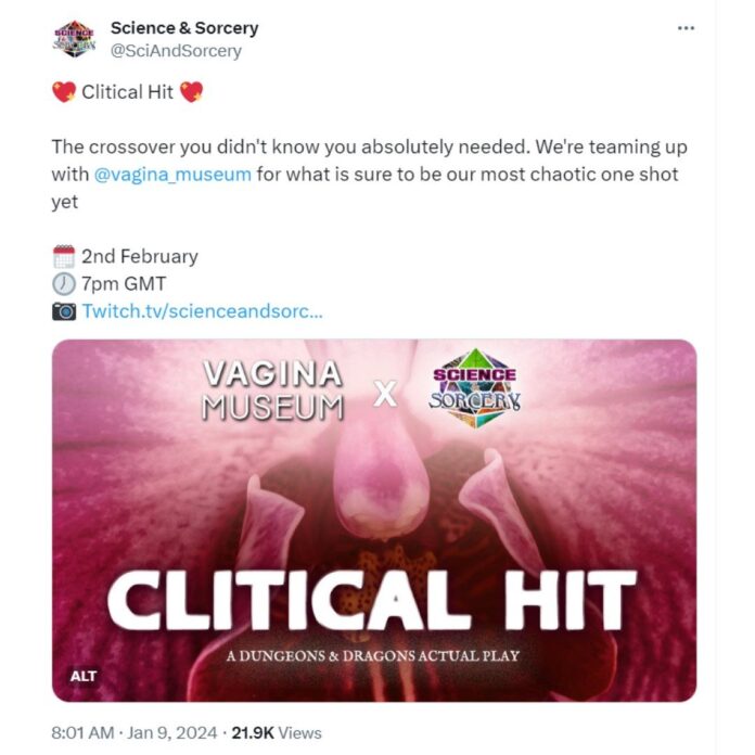 The Vagina Museum will star in a science-y DnD one shot