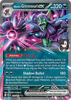 Marnie’s Grimmsnarl ex strategy revealed featuring cards from Pokémon TCG: Scarlet & Violet—Destined Rivals