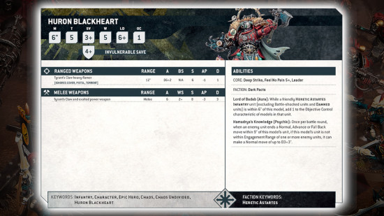 New Warhammer 40k rules give Huron Blackheart and his command squad a gory glow-up