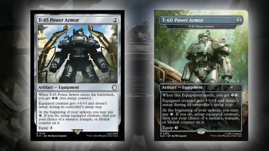 The power armor from the new MTG Fallout Secret Lair may be the weirdest reprint of all time.