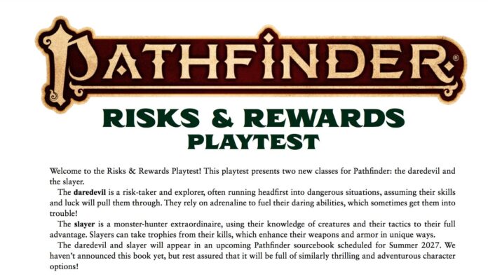RPG: Pathfinder’s Risks & Rewards Playtest Shows Off Two New Classes