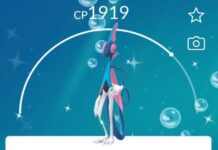 Pokémon GO screenshot of Shiny Inteleon that knows the Pokémon GO Community Day exclusive move Hydro Cannon