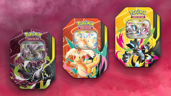Pokémon TCG Mega Forces Tin revealed featuring Mega Dragonite ex, Mega Darkrai ex and Mega Zeraora ex, launches Aug